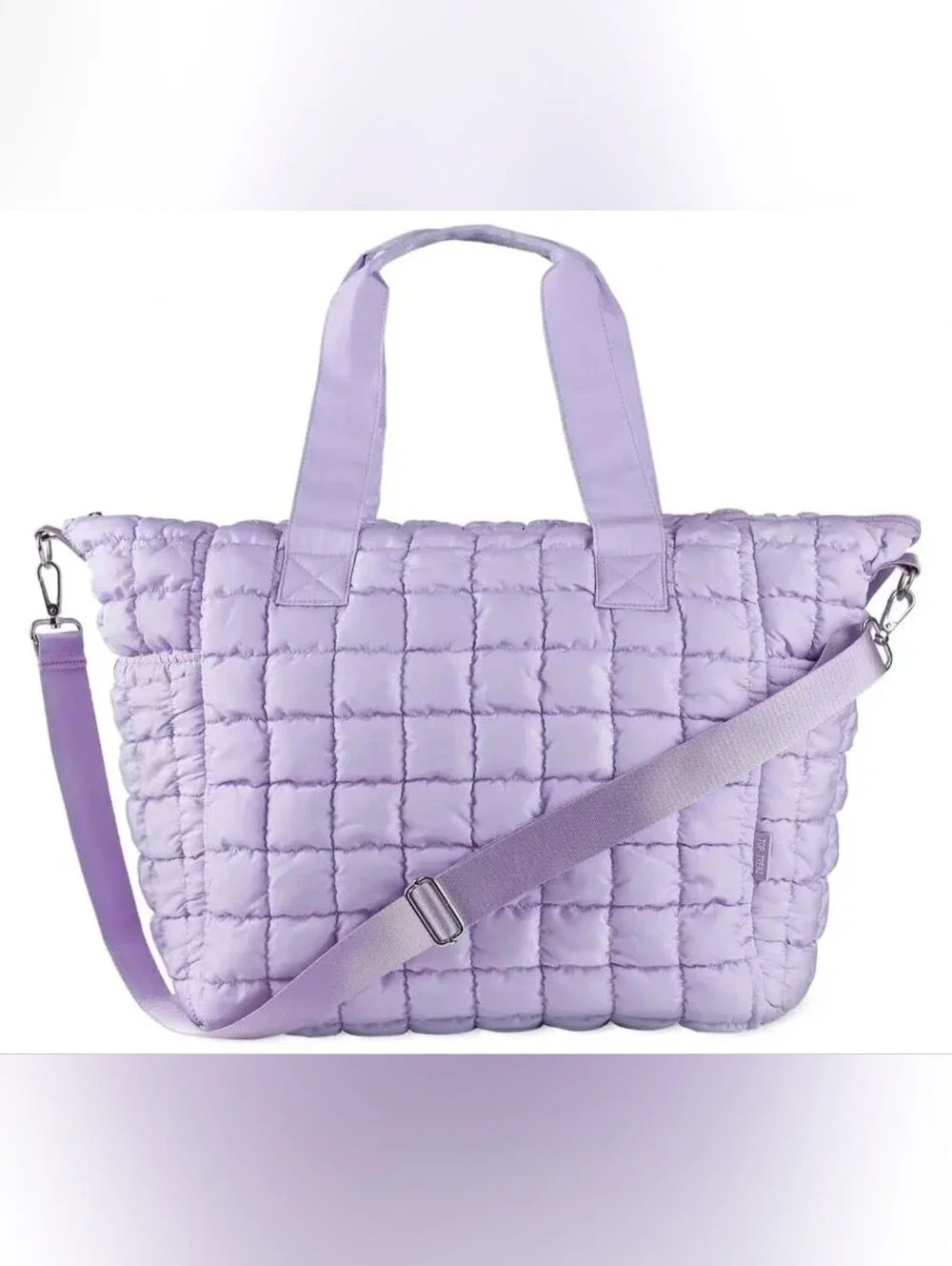 Quilted Lavender Tote Bag with Adjustable Crossbody Strap